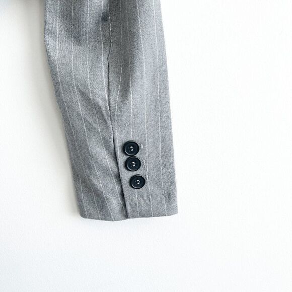 FB Sister Womens Blazer Jacket Cropped Button Stripes Gray White Small - Picture 3 of 8